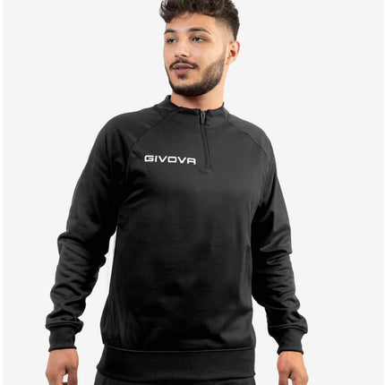 Felpa mezza zip tecnica Givova Indossata nera