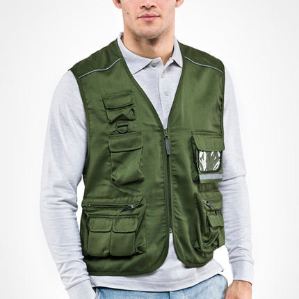 Gilet lavoro multitasche indossato verde