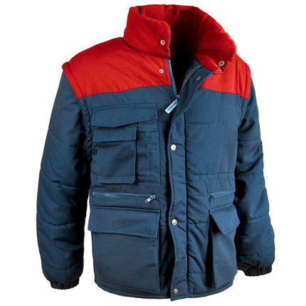 Giubbotto pesante invernale lavoro maniche staccabili Blu e rosso
