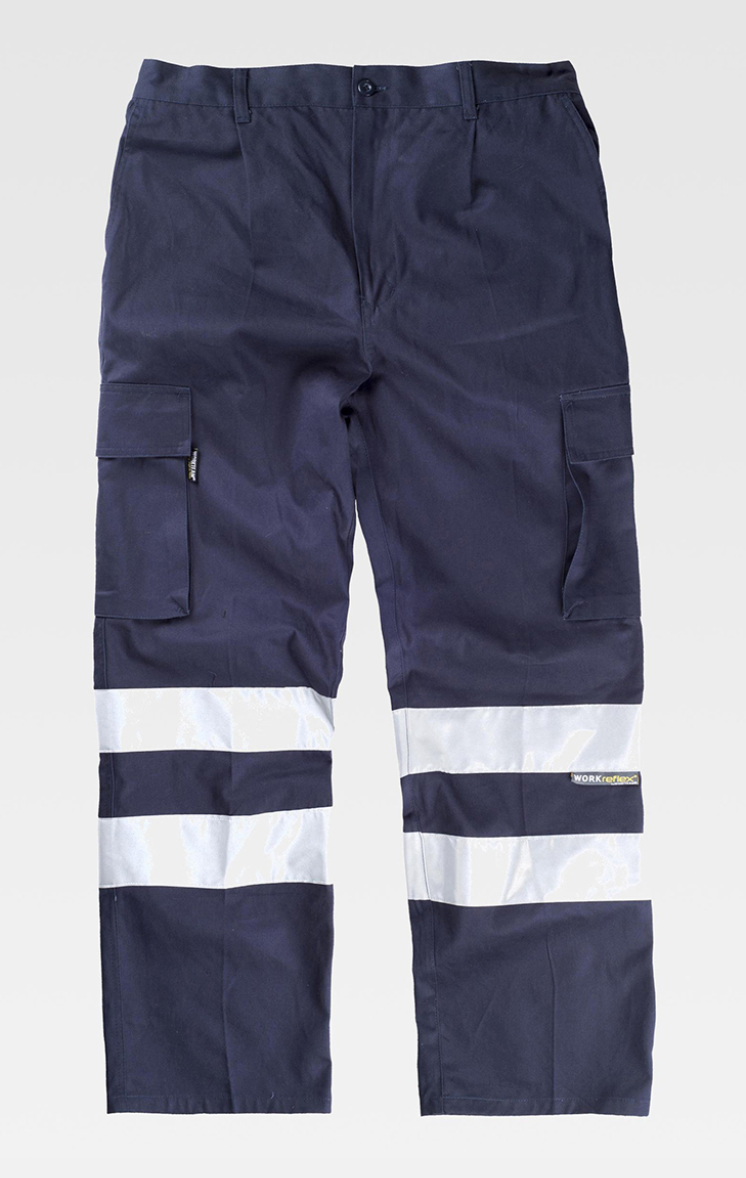 Pantalone multitasche da lavoro con bande rifrangenti | Workteam